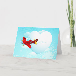 Love plane, greeting card
