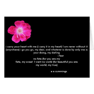 Love poem by e e commings with pink rose