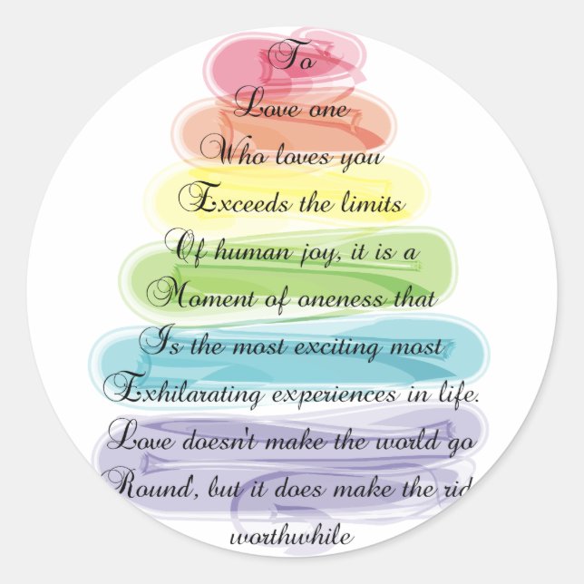 "Love" Poem Gifts Artsy Tree Design Classic Round Sticker (Front)