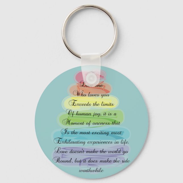 "Love" Poem Gifts Artsy Tree Design Keychain (Front)