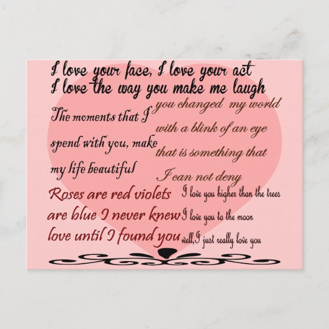 love poetry,love poems postcard (Front)