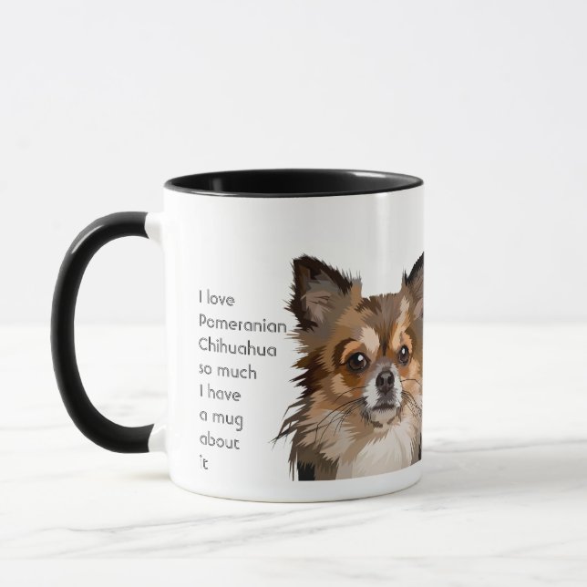 Love Pomeranian Chihuahua Dogs So Much Fun Quote Mug (Left)