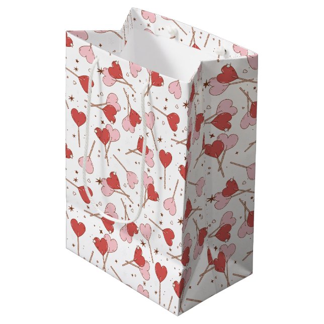 Love Pop Retro Valentine's Medium Gift Bag (Front Angled)