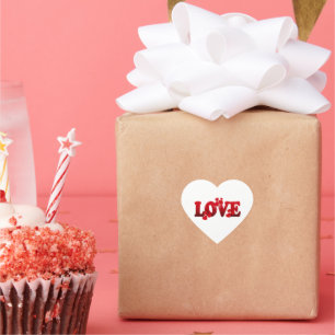 LOVE, popular text design on white, Heart Sticker