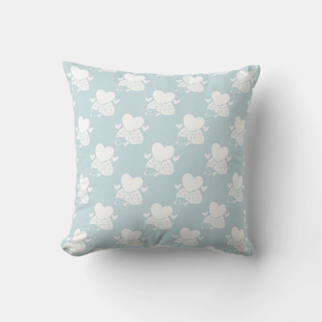 Love Porcupine & Mint Throw Pillow (Front)