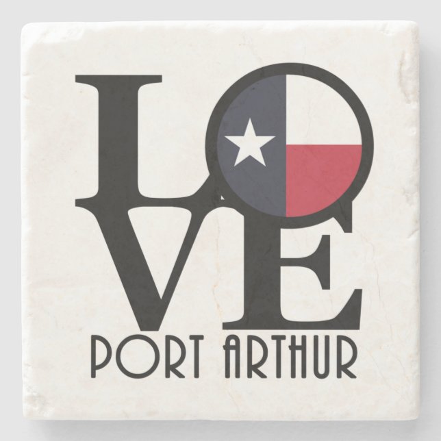 LOVE Port Arthur Texas Stone Coaster (Front)