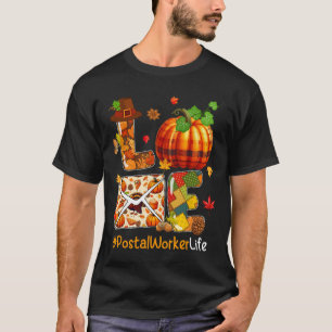 Love Postal Worker Thanksgiving Job Team Pumpkins  T-Shirt