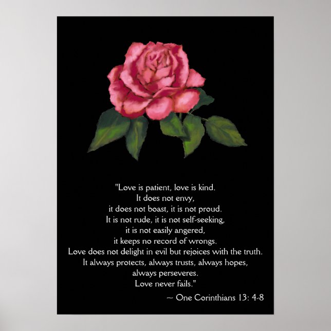 LOVE POSTER/ CORINTHIANS 13: Pink Rose Poster (Front)