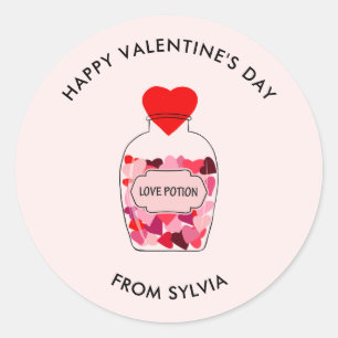 Love Potion Happy Valentine's Day Personalized Classic Round Sticker