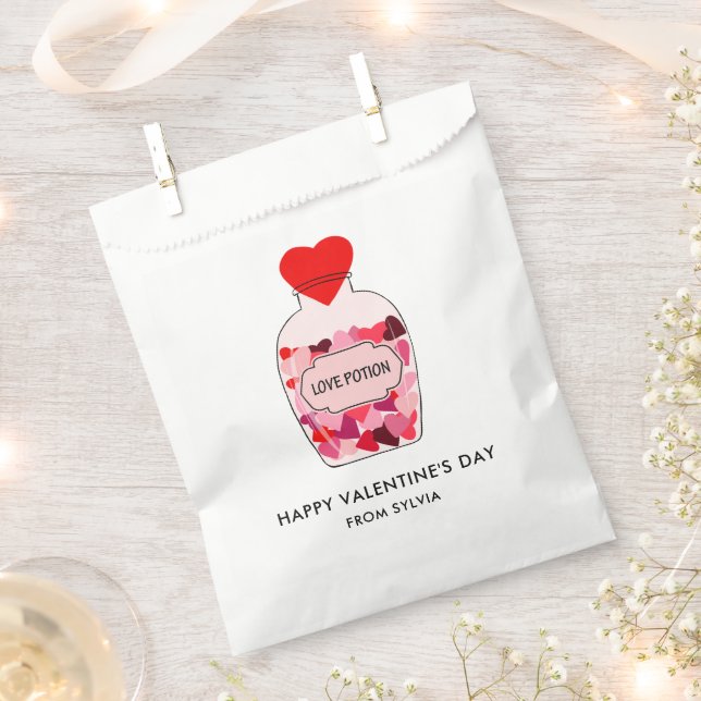 Love Potion Happy Valentine's Day Personalized Favour Bag (Clipped)