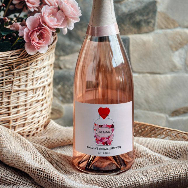 Love Potion Happy Valentine's Day Personalized Sparkling Wine Label (Creator Uploaded)