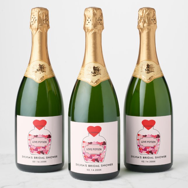 Love Potion Happy Valentine's Day Personalized Sparkling Wine Label (Bottles)