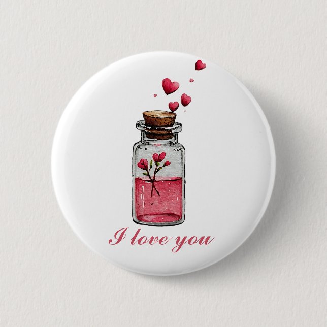 Love Potion in a Bottle Postcard 2 Inch Round Button (Front)