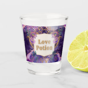 Love potion purple pattern art by Renee Lavoie Shot Glass