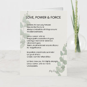 Love, Power, Force Poem Poetry  Foil Greeting Card
