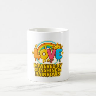 🌞🌈 “Love – Powered by Sunshine & Rainbows” Mug