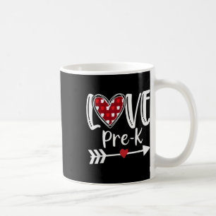 Love Pre-k Red Plaid Heart Valentines Day Teacher Coffee Mug