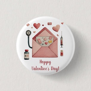 Love Prescription Valentine Design Postcard 1 Inch Round Button