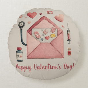 Love Prescription Valentine Design Postcard Round Pillow