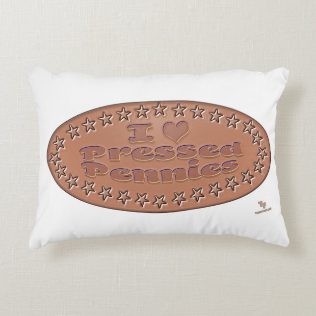 Love Pressed Pennies Fun Collecting Design Accent Pillow (Front)