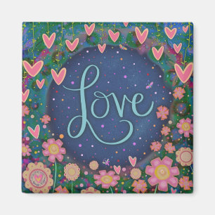 Love Pretty Floral Heart Trendy Inspirational Cute Magnet