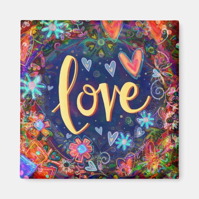 Love Pretty Hearts Floral ONE WORD Inspirivity Magnet (Front)