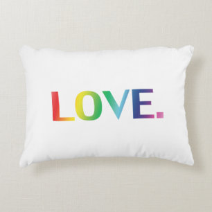 Love, pride lgbt lgbtq rainbow colours white accent pillow