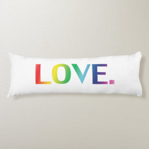 Love, pride lgbt lgbtq rainbow colours white body pillow