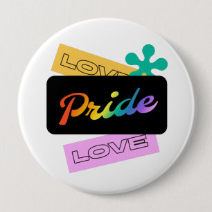 Love pride love. LGBT+pride. Rainbow 4 Inch Round Button