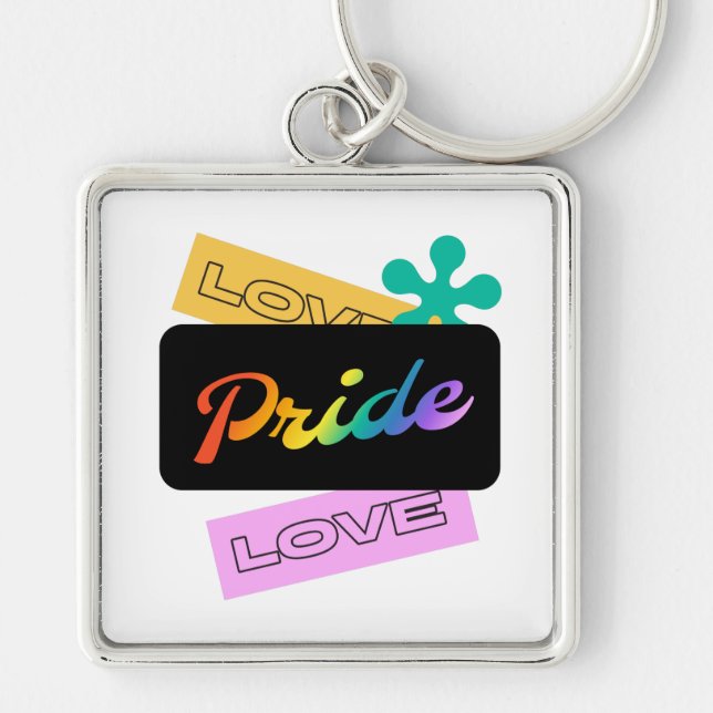 Love pride love. LGBT+pride. Rainbow   Keychain (Front)