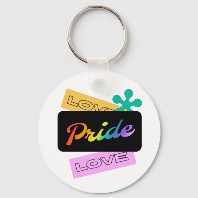 Love pride love. LGBT+pride. Rainbow   Keychain (Front)