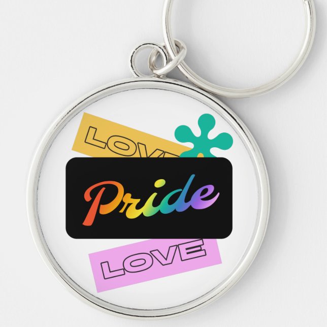 Love pride love. LGBT+pride. Rainbow   Keychain (Front)