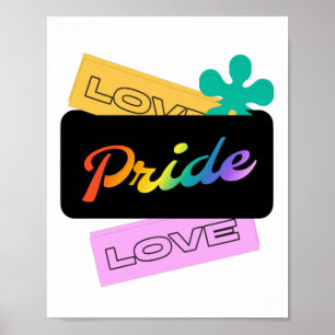 Love pride love. LGBT+pride. Rainbow Poster