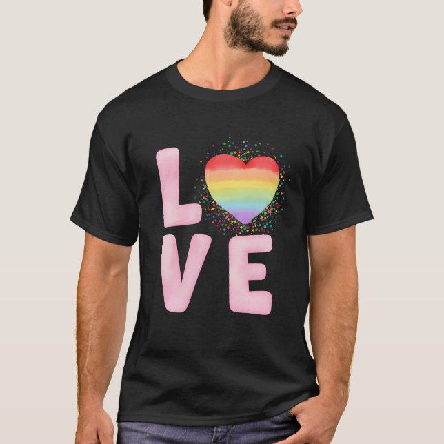 Love Pride Rainbow funny T-Shirt (Front)