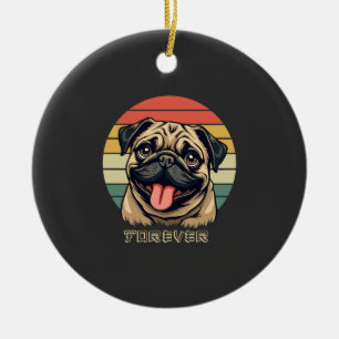 Love Pug Forever � Cute Pug Lover Design Ceramic Ornament