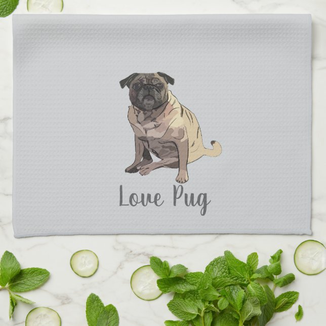 Love Pug Kitchen Towel (Folded)
