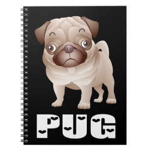 Love Pug Puppy Dog Black Notebook / Journal