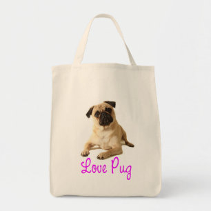 Love Pug Puppy Dog Canvas Tote Bag