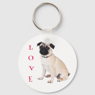 Love Pug Puppy Dog Keychain