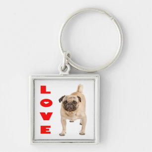 Love Pug Puppy Dog Keychain