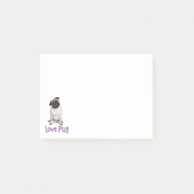 Love Pug Puppy Dog Post IT Sticky Notes (Front)