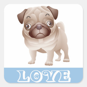 Love Pug Puppy Dog Sticker / Seal