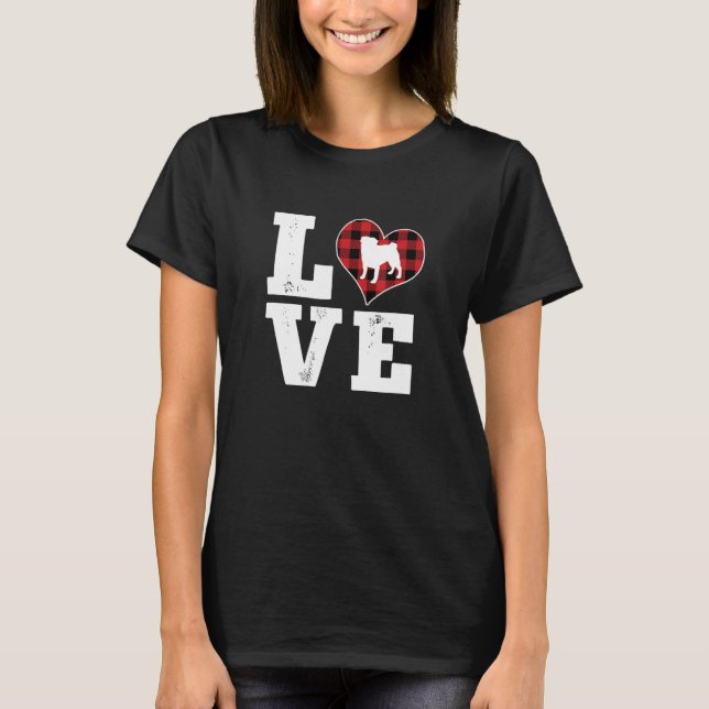 Love Puggle Dog Lover Gifts Buffalo Plaid Dog Vale T-Shirt (Front)