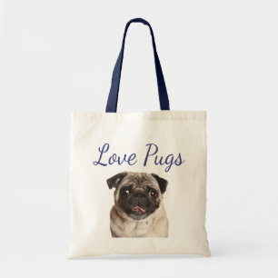 Love Pugs Puppy Dog Canvas Totebag Tote Bag