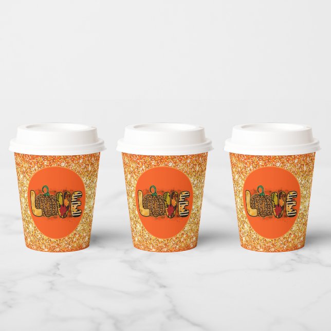 Love Pumpkin Autumn Customize Colour Paper Cups (Multi)