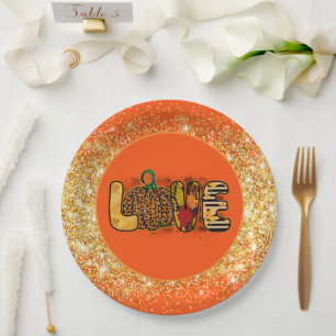 Love Pumpkin Autumn Customize Colour Paper Plate
