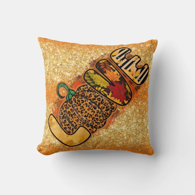 Love Pumpkin Autumn Customize Colour Throw Pillow (Front)