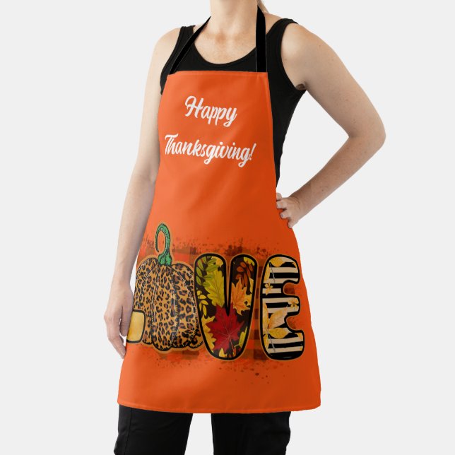 Love Pumpkin Autumn Customize Text and Colour Apron (Insitu)