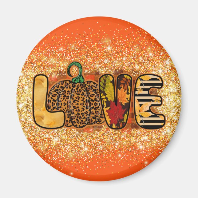 Love Pumpkin Autumn Customize Text and Colour Magnet (Front)
