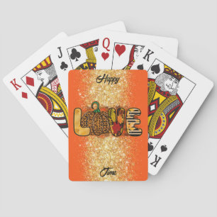 Love Pumpkin Autumn Customize Text and Colour Playing Cards